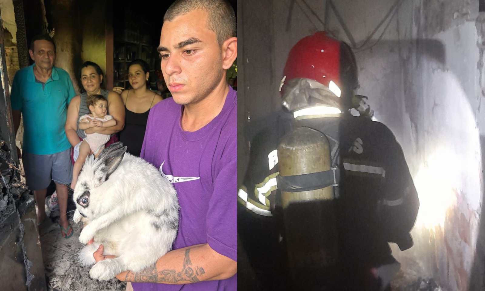 Corpo de Bombeiros extingue incêndio em residência no bairro Petrópolis; família foi acordada pela coelha de estimação